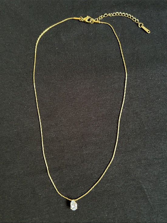 Jewelry - NWOT Pendant Necklace with Teardrop Accent - Gold Plated Stainless Steel